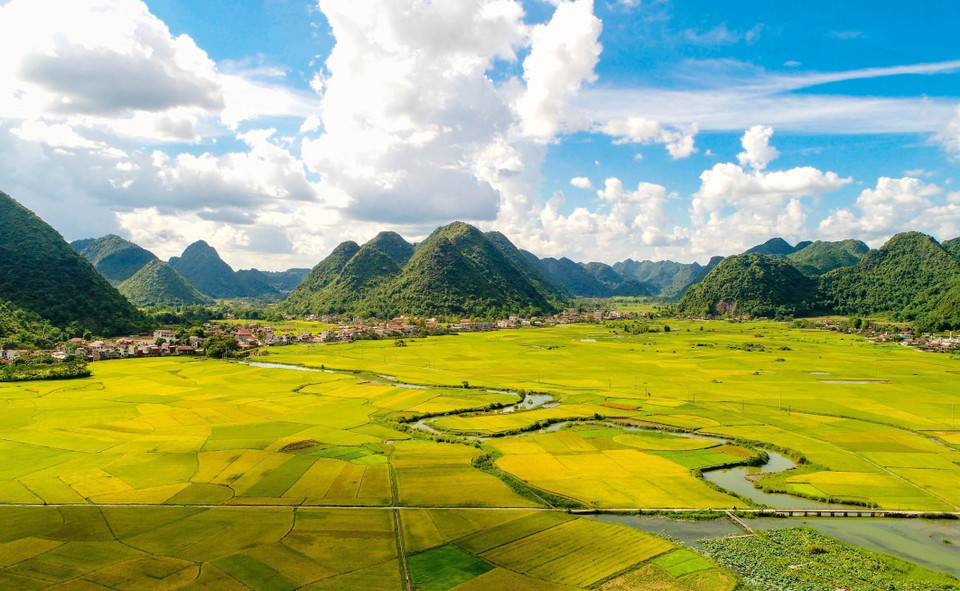 Vẻ đẹp rực rỡ như bức tranh bích họa là điểm nhấn thu hút đông đảo du khách và các nhiếp ảnh gia tham quan đến với huyện miền núi này. (Ảnh: Anh Tuấn/TTXVN) 