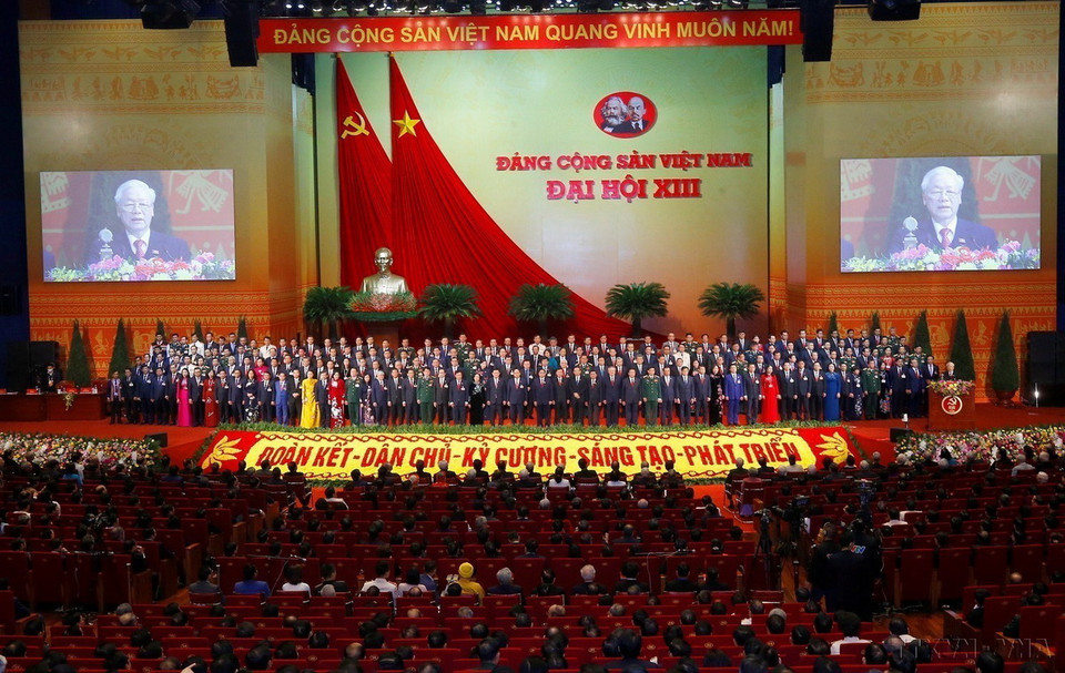 Tổng Bí thư Nguyễn Phú Trọng phát biểu tại Lễ ra mắt Ban Chấp hành Trung ương khóa XIII (Hà Nội, 1/2/2021). (Ảnh: Doãn Tấn/TTXVN)