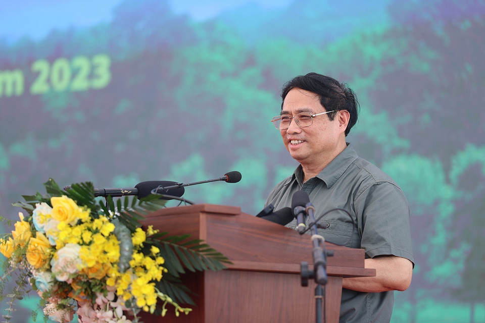 Thủ tướng Phạm Minh Chính phát biểu tại Lễ khánh thành Nhà máy nhiệt điện Thái Bình 2. (Ảnh: Dương Giang/TTXVN)