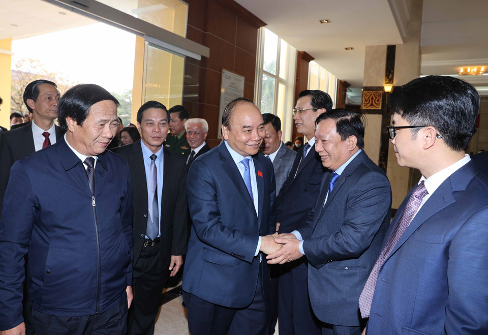 Thủ tướng Nguyễn Xuân Phúc với các đại biểu. (Ảnh: Thống Nhất/TTXVN)