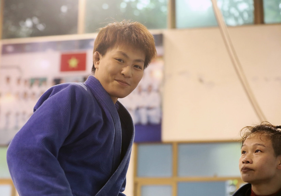 Vận động viên trẻ Đỗ Thu Hà thể hiện quyết tâm cao khi lần đầu tiên được thi đấu tại SEA Games. (Ảnh: Minh Quyết/TTXVN)