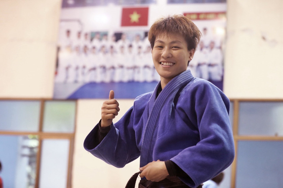 Vận động viên trẻ Đỗ Thu Hà thể hiện quyết tâm cao khi lần đầu tiên được thi đấu tại SEA Games. (Ảnh: Minh Quyết/TTXVN)