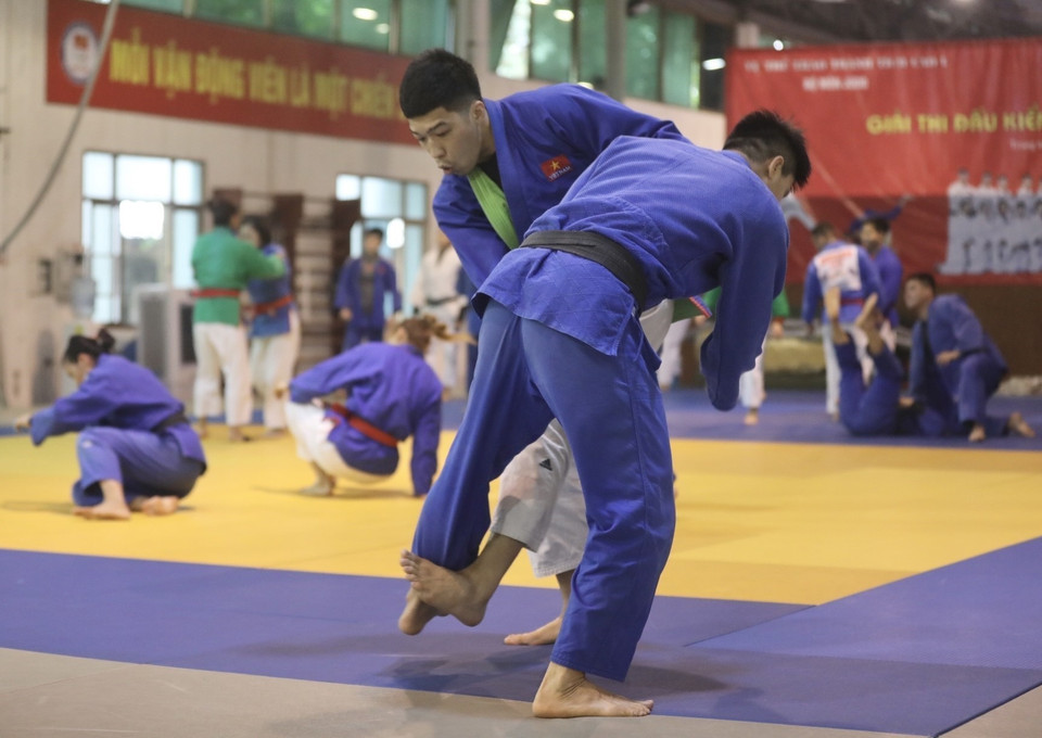 Tại Đại hội Thể thao Đông Nam Á lần thứ 31, các nội dung thi đấu của bộ môn Judo sẽ diễn ra trong 5 ngày, từ 18 đến 22/5/2022 tại Trung tâm Thể thao Hoài Đức (Hà Nội). (Ảnh: Minh Quyết/TTXVN)