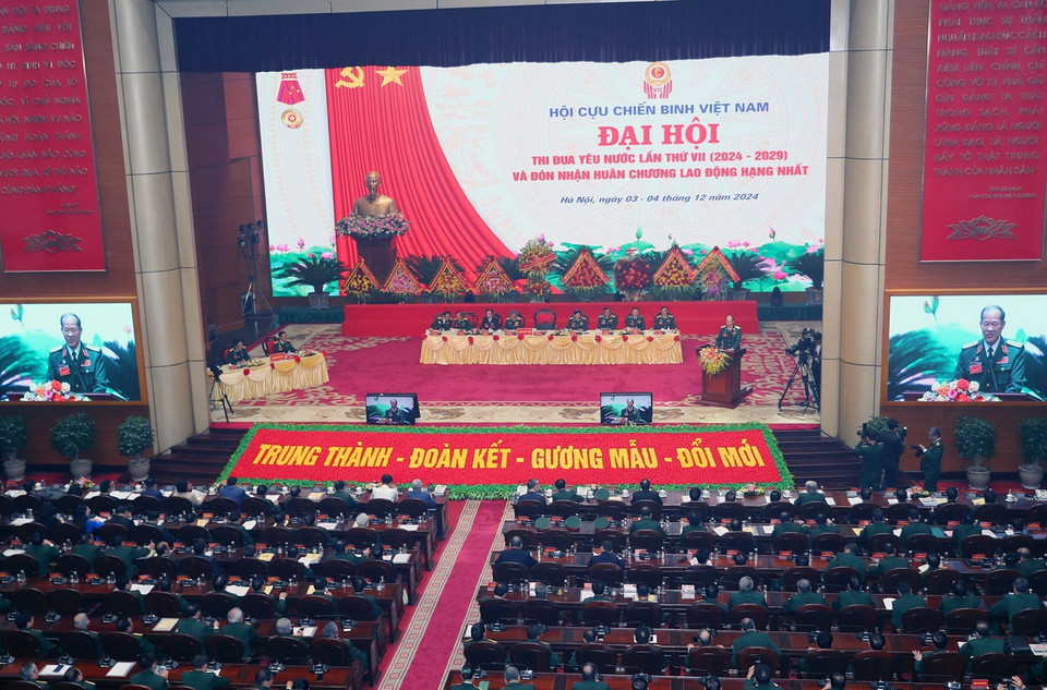 Toàn cảnh Đại hội lần thứ VII Hội Cựu chiến binh Việt Nam. (Ảnh: Trọng Đức/TTXVN)