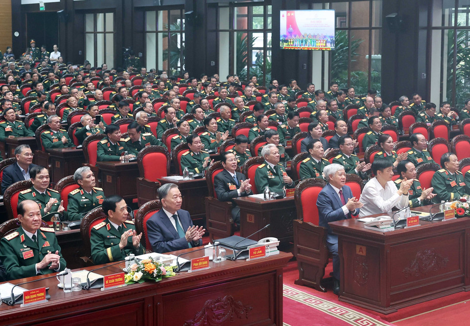 Tổng Bí thư Tô Lâm và các đại biểu tham dự Đại hội. (Ảnh: Thống Nhất/TTXVN)