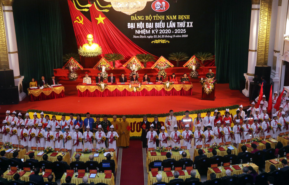 Toàn cảnh Đại hội đại biểu Đảng bộ tỉnh Nam Định lần thứ XX, nhiệm kỳ 2020-2025. (Ảnh: Văn Đạt/TTXVN)