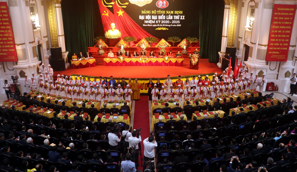 Toàn cảnh Đại hội đại biểu Đảng bộ tỉnh Nam Định lần thứ XX, nhiệm kỳ 2020 - 2025. (Ảnh: Văn Đạt/TTXVN)