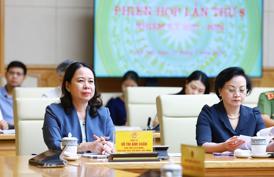 Phó Chủ tịch nước, Phó Chủ tịch thứ nhất Hội đồng Thi đua-Khen thưởng Trung ương Võ Thị Ánh Xuân tham dự phiên họp. (Ảnh: Dương Giang/TTXVN)