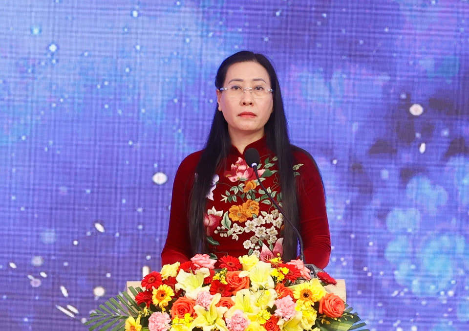 Bí thư Tỉnh ủy Quảng Ngãi Bùi Thị Quỳnh Vân phát biểu. (Ảnh: Thống Nhất/TTXVN)