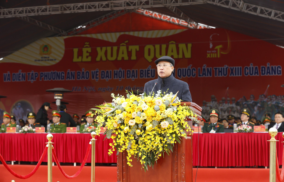 Ông Trần Quốc Vượng, Ủy viên Bộ Chính trị, Thường trực Ban Bí thư phát biểu. (Ảnh: Doãn Tấn/TTXVN)