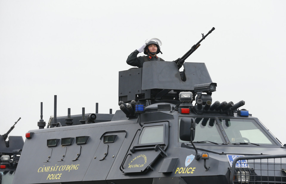 Lực lượng Cảnh sát cơ động tại Lễ xuất quân. (Ảnh: Doãn Tấn/TTXVN)