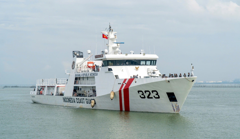 Tàu cảnh sát biển KN. Pulau Dana của Indonesia thăm tại tỉnh Bà Rịa-Vũng Tàu. (Ảnh: TTXVN phát)