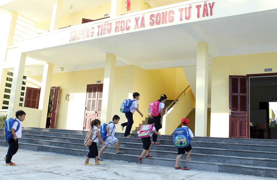 Lớp học ghép trên đảo Song Tử Tây. (Ảnh: Quốc Khánh/TTXVN)