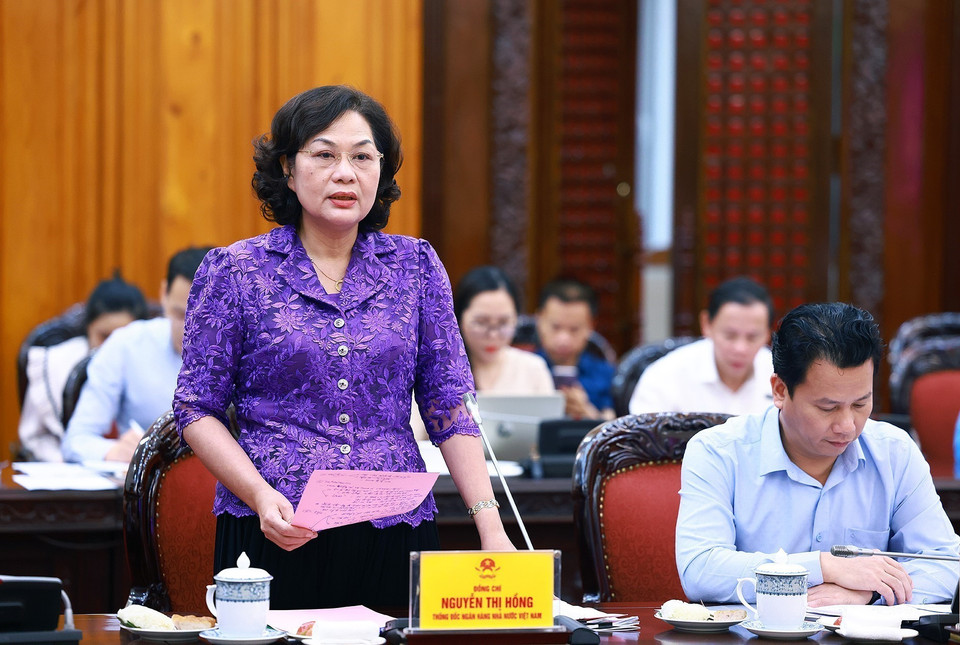 Thống đốc Ngân hàng Nhà nước Việt Nam Nguyễn Thị Hồng phát biểu. (Ảnh: Dương Giang/TTXVN)