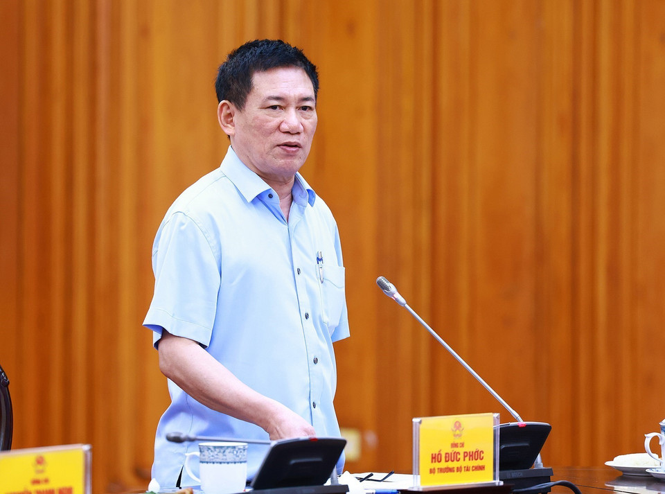 Bộ trưởng Bộ Tài chính Hồ Đức Phớc phát biểu. (Ảnh: Dương Giang/TTXVN)