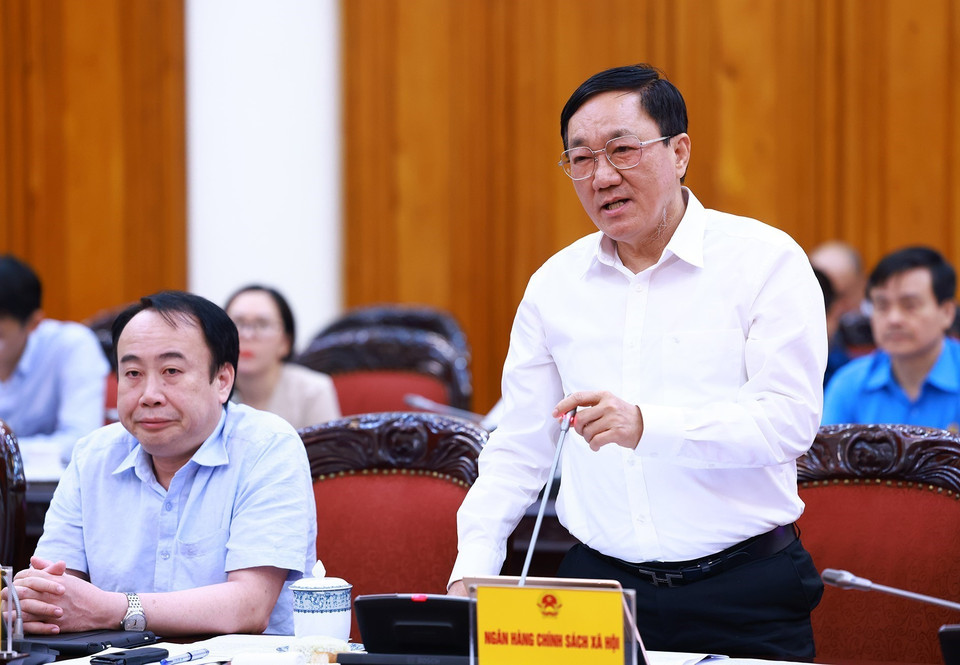 Tổng Giám đốc Ngân hàng Chính sách xã hội Việt Nam Dương Quyết Thắng phát biểu. (Ảnh: Dương Giang/TTXVN)