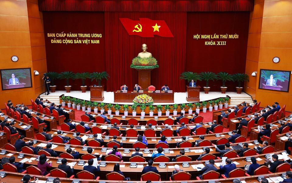 Phiên khai mạc Hội nghị lần thứ 10 Ban Chấp hành Trung ương Đảng Cộng sản Việt Nam khóa XIII. (Ảnh: Dương Giang/TTXVN)