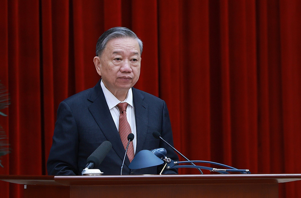 Tổng Bí thư, Chủ tịch nước Tô Lâm phát biểu khai mạc hội nghị. (Ảnh: Dương Giang/TTXVN)