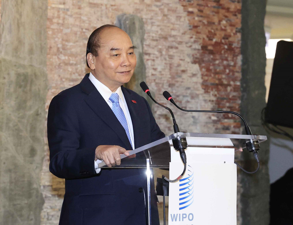 Chủ tịch nước Nguyễn Xuân Phúc phát biểu. (Ảnh: Thống Nhất/TTXVN)