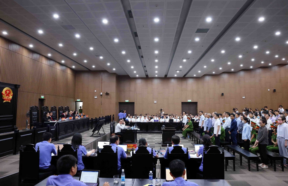 Quang cảnh phiên tòa. (Ảnh: Phạm Kiên/TTXVN)