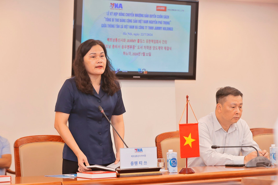 Phó Tổng giám đốc TTXVN Nguyễn Thị Sự phát biểu. (Ảnh: Minh Quyết/TTXVN)