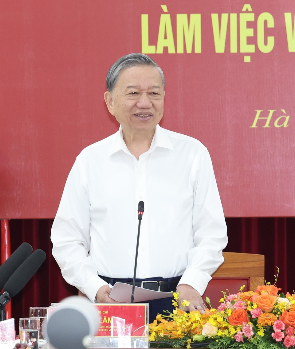 Tổng Bí thư, Chủ tịch nước Tô Lâm phát biểu chỉ đạo. (Ảnh: Trí Dũng/TTXVN)