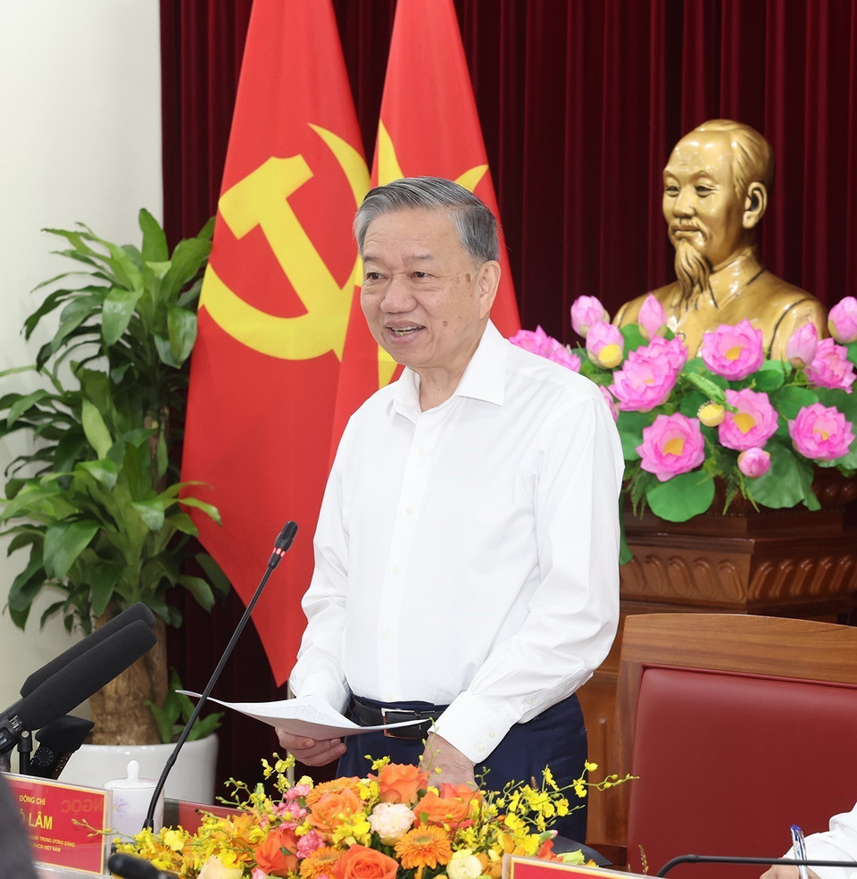 Tổng Bí thư, Chủ tịch nước Tô Lâm phát biểu chỉ đạo. (Ảnh: Trí Dũng/TTXVN)