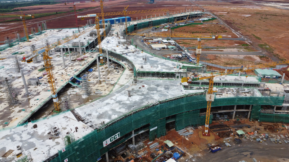 Công trường thi công Nhà ga sân bay Long Thành. (Ảnh: Công Phong/TTXVN)