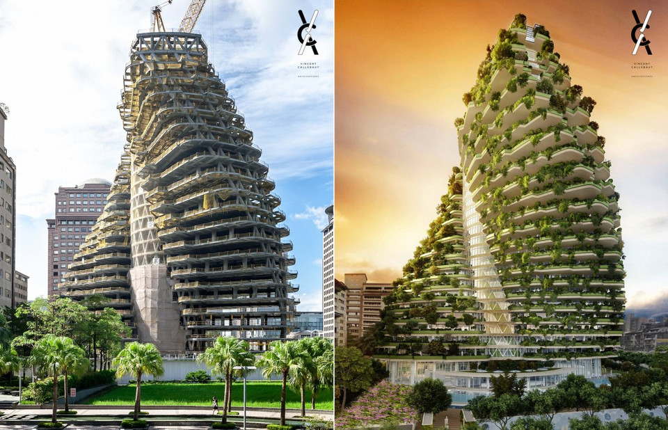 Những cây xanh này sẽ hấp thụ 130 tấn khí thải CO2 mỗi năm. (Nguồn: Vincent Callebaut)