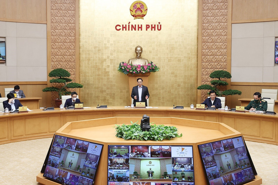 Thủ tướng Pham Minh Chính chủ trì cuộc họp. (Ảnh: Dương Giang/TTXVN)