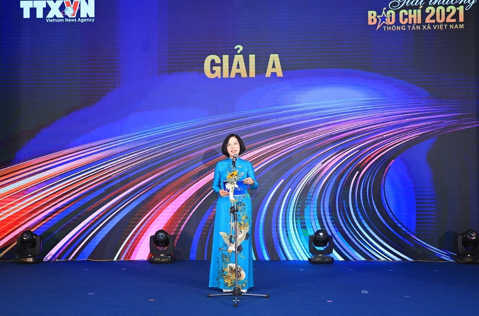 Tổng Giám đốc Thông tấn xã Việt Nam Vũ Việt Trang phát biểu tại buổi lễ. (Ảnh: Tuấn Anh/TTXVN)