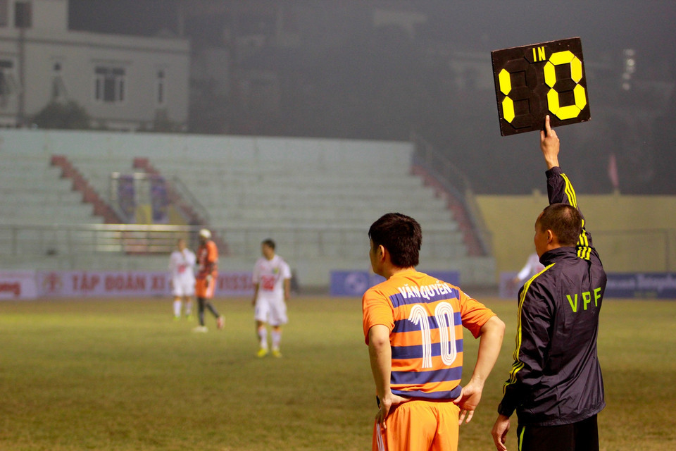 Văn Quyến vào sân nhưng không tạo được dấu ấn. (Ảnh: Minh Chiến/Vietnam+)