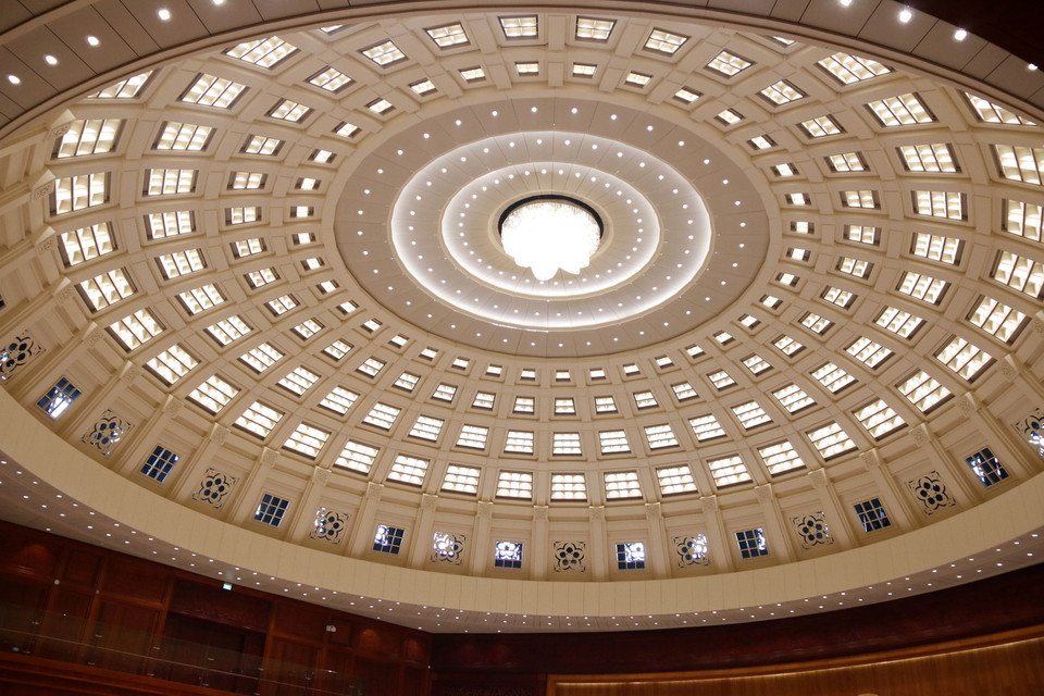 Mái vòm rất đẹp của Nhà Quốc hội mới của Lào. (Ảnh: Phạm Kiên/Vietnam+)