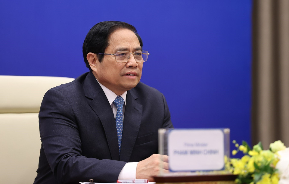 Thủ tướng Phạm Minh Chính phát biểu tại Hội nghị Thượng đỉnh về nước Khu vực Châu Á-Thái Bình Dương lần thứ 4. (Ảnh: Dương Giang/TTXVN)