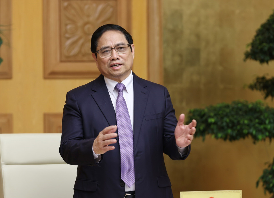 Thủ tướng Chính phủ Phạm Minh Chính phát biểu tại buổi tiếp Hội đồng kinh doanh Hoa Kỳ-ASEAN. (Ảnh: Dương Giang/TTXVN)