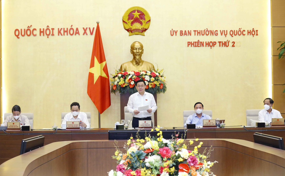 Chủ tịch Quốc hội Vương Đình Huệ phát biểu. (Ảnh: Doãn Tấn/TTXVN)