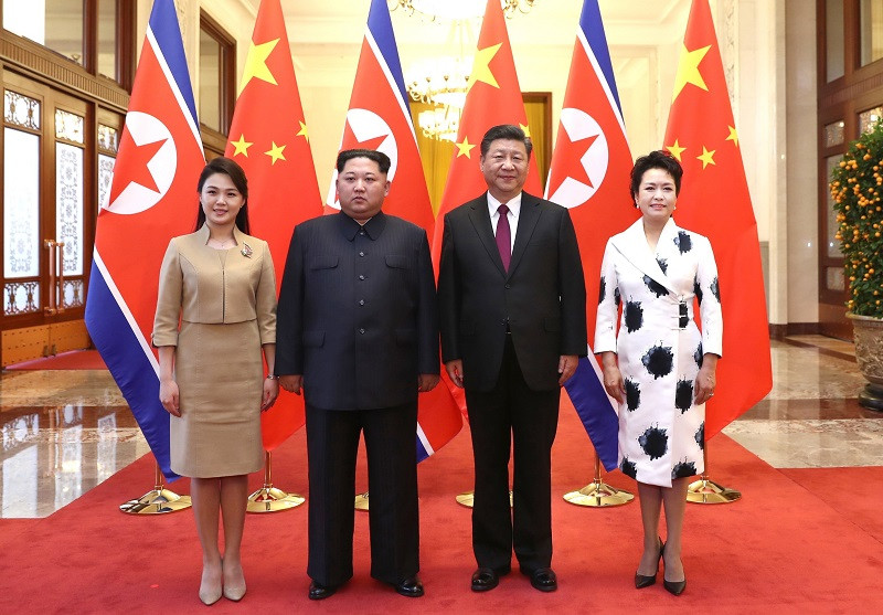 Chủ tịch Tập Cận Bình đã hội đàm với nhà lãnh đạo Kim Jong-un tại Đại Lễ đường Nhân dân ở thủ đô Bắc Kinh. (Nguồn: THX) 