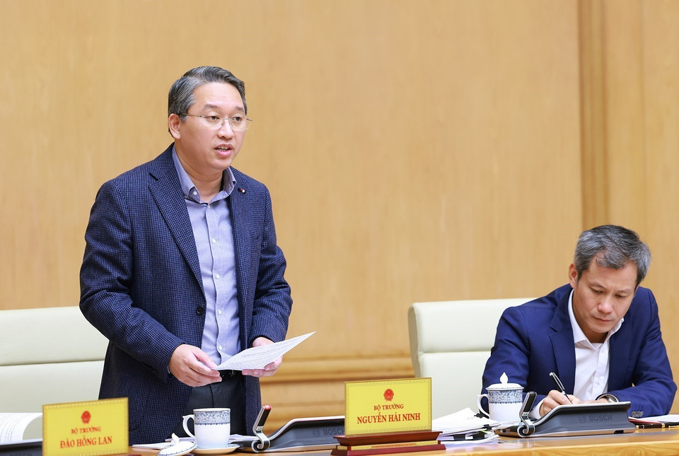 Bộ trưởng Bộ Tư pháp Nguyễn Hải Ninh phát biểu. (Ảnh: Dương Giang/TTXVN)