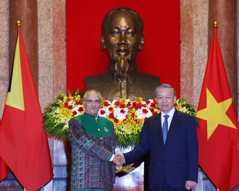 Chủ tịch nước Tô Lâm và Tổng thống Timor-Leste Jose Ramos-Horta. (Ảnh: Lâm Khánh/TTXVN)