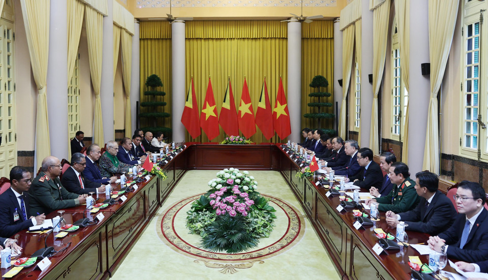 Chủ tịch nước Tô Lâm hội đàm với Tổng thống Timor-Leste Jose Ramos-Horta. (Ảnh: Lâm Khánh/TTXVN)