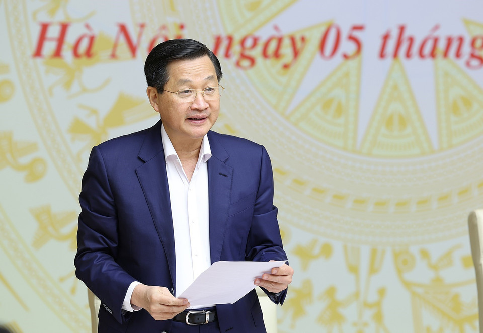 Phó Thủ tướng Lê Minh Khái phát biểu. (Ảnh: Dương Giang/TTXVN)