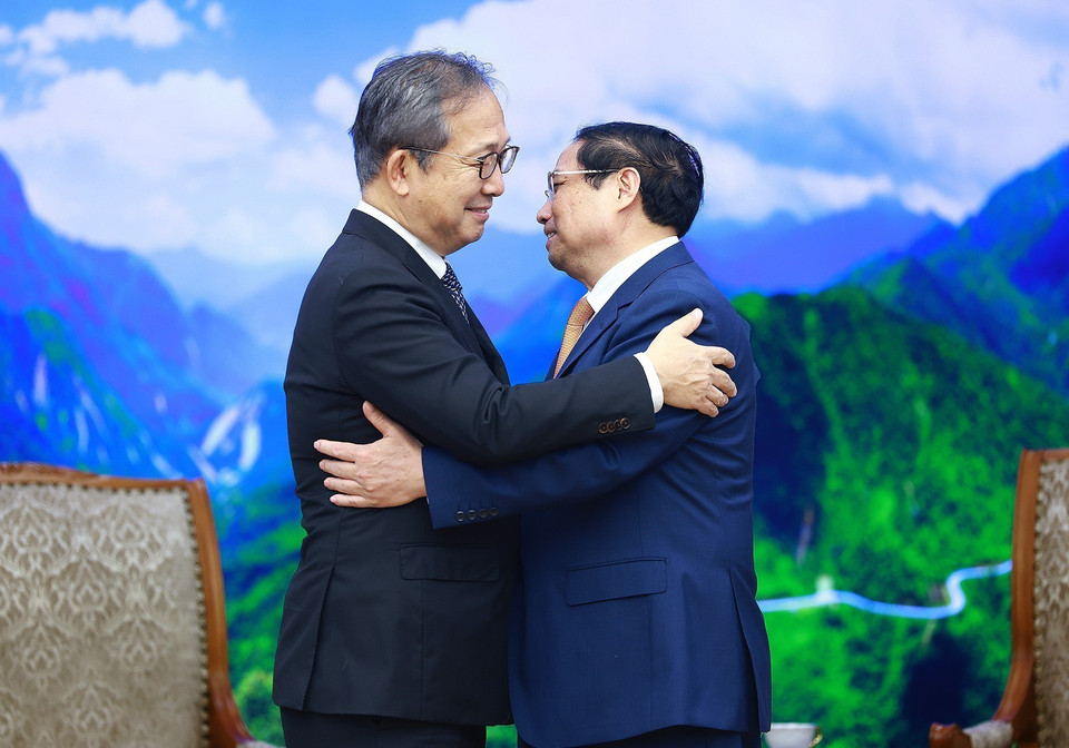 Thủ tướng Phạm Minh Chính tiếp Đại sứ Nhật Bản tại Việt Nam Yamada Takio đến chào từ biệt kết thúc nhiệm kỳ công tác tại Việt Nam. (Ảnh: Dương Giang/TTXVN)