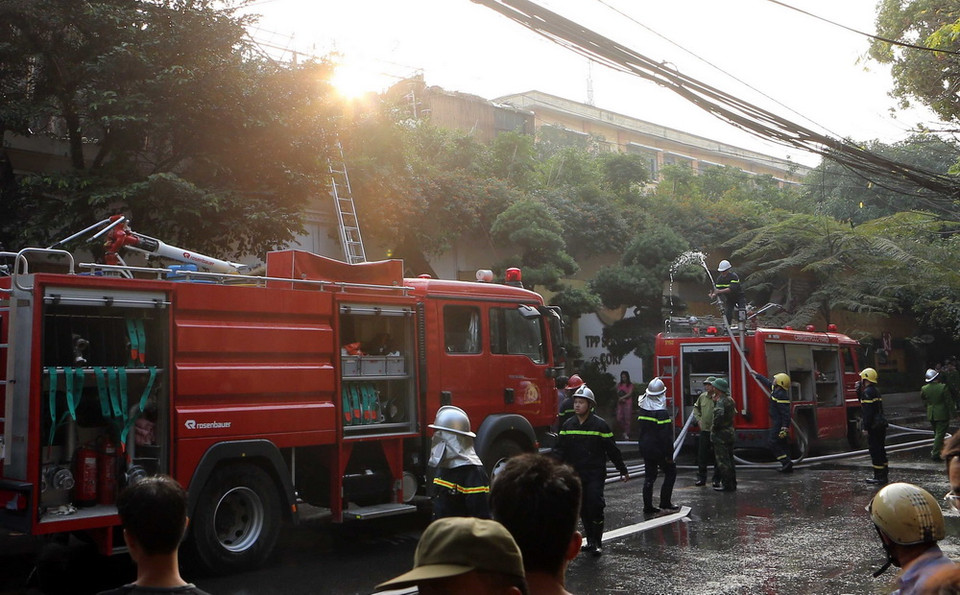 Hiện trường vụ cháy. (Ảnh: Doãn Tấn/TTXVN)