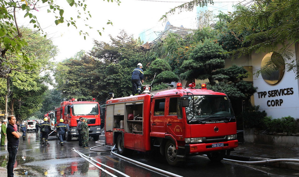 Hiện trường vụ cháy. (Ảnh: Doãn Tấn/TTXVN)