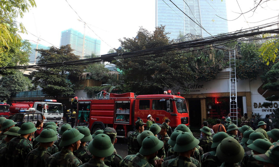 Hiện trường vụ cháy. (Ảnh: Doãn Tấn/TTXVN)