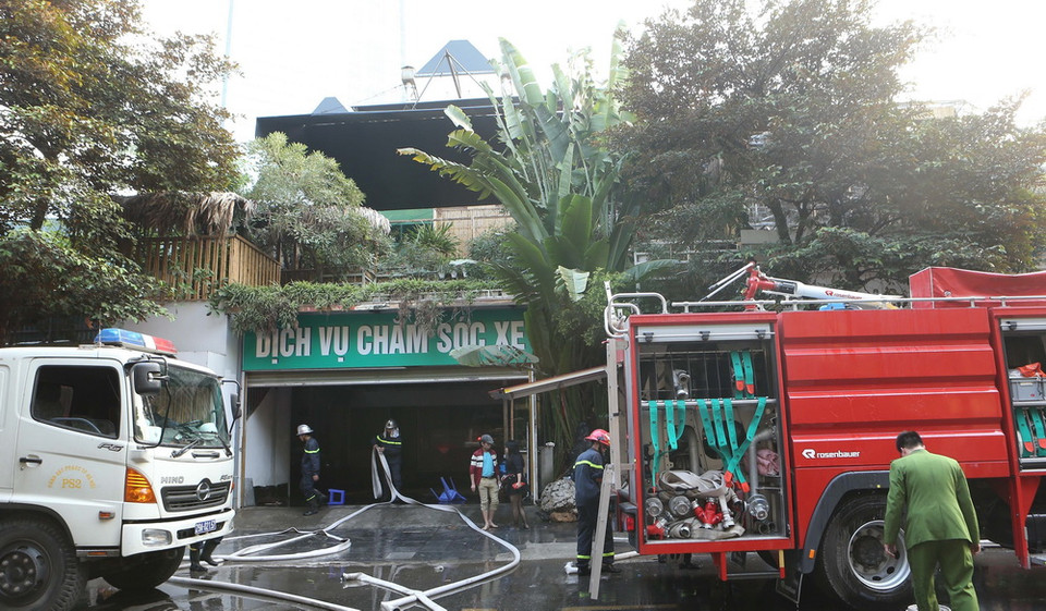 Hiện trường vụ cháy. (Ảnh: Doãn Tấn/TTXVN)