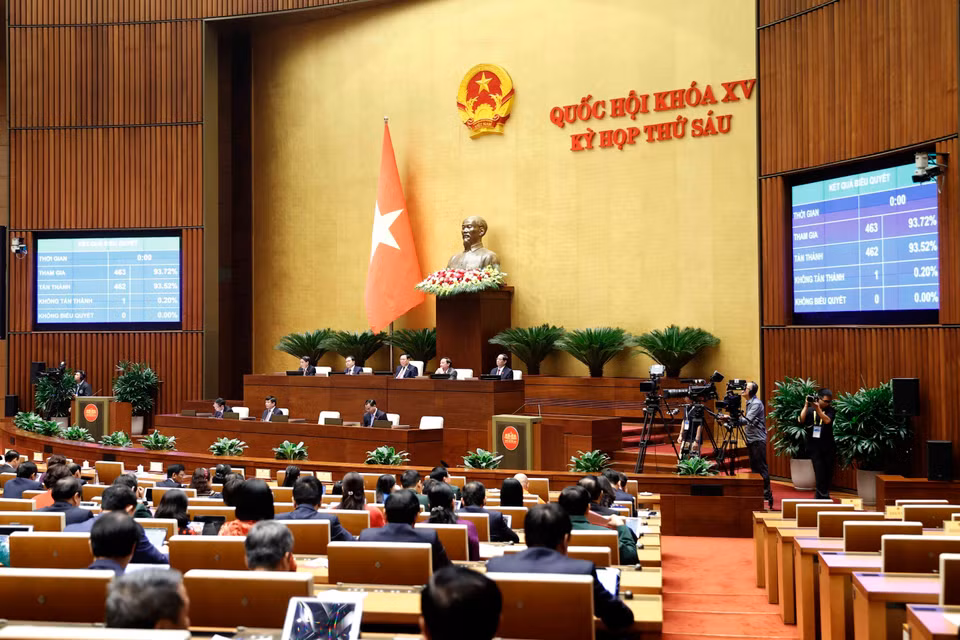 Quốc hội thông qua Nghị quyết về việc áp dụng thuế thu nhập doanh nghiệp bổ sung theo quy định chống xói mòn cơ sở thuế toàn cầu. (Ảnh: Doãn Tấn/TTXVN)