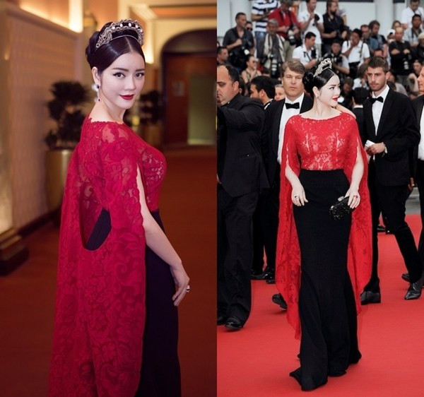 Nữ diễn viên Lý Nhã Kỳ cũng có những thay đổi ngoạn mục trong phong cách khi xuất hiện tại Cannes. Cô diện một thiết kế ôm sát vừa vặn có phần tay mở như áo choàng của Alexis Mabille