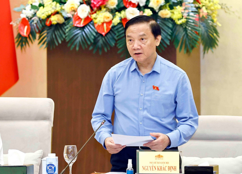 Phó Chủ tịch Quốc hội Nguyễn Khắc Định phát biểu. (Ảnh: Doãn Tấn/TTXVN)