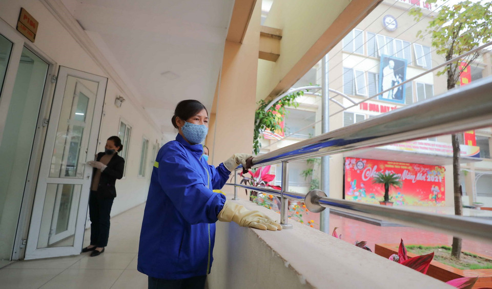 Mọi công tác chuẩn bị để đón học sinh trở lại trường vào ngày 2/3 tới của các trường học trong quận Hoàng Mai (Hà Nội) đã cơ bản hoàn tất. (Ảnh: Thanh Tùng/TTXVN)